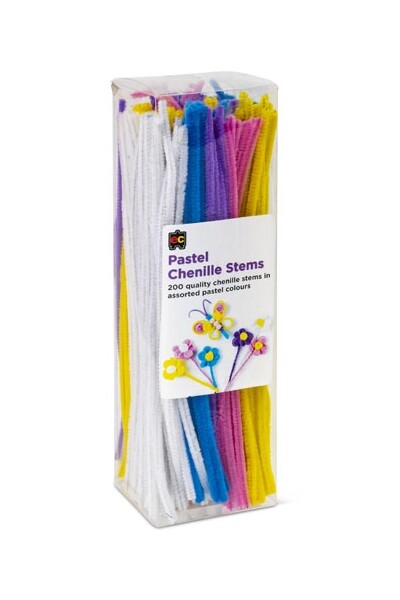 Chenille Stems 6mm Pk200 Pastels Asst Cols.